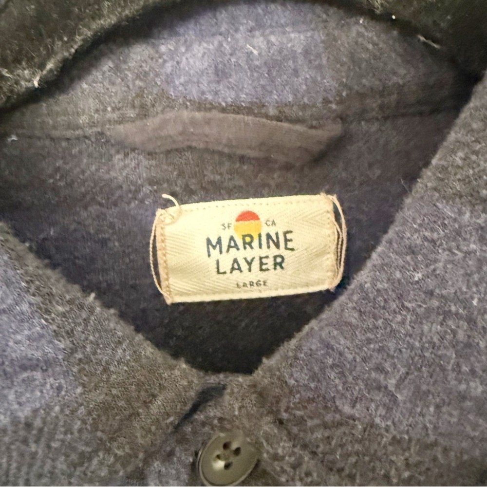 Men's Marine Layer Buffalo Plaid Flannel Overshirt Sz L - Picture 4 of 6